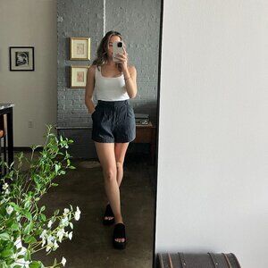Zara Black Pleated Trouser Shorts